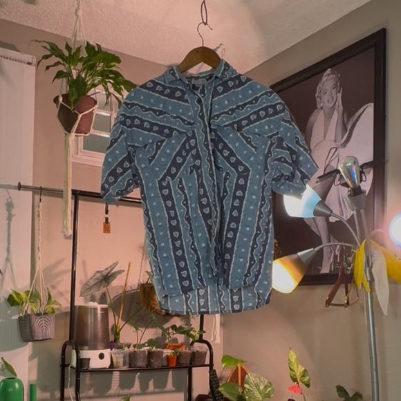 Sport Hartley Other - Vintage Sport Hartley Shirt Mens Small Blue Patterned Short Sleeve Casual